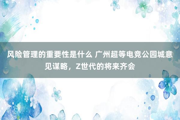 风险管理的重要性是什么 广州超等电竞公园城意见谋略，Z世代的将来齐会