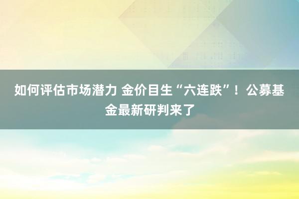 如何评估市场潜力 金价目生“六连跌”！公募基金最新研判来了