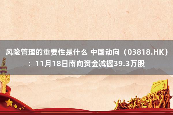 风险管理的重要性是什么 中国动向（03818.HK）：11月18日南向资金减握39.3万股