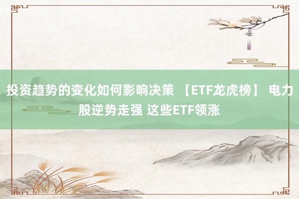 投资趋势的变化如何影响决策 【ETF龙虎榜】 电力股逆势走强 这些ETF领涨