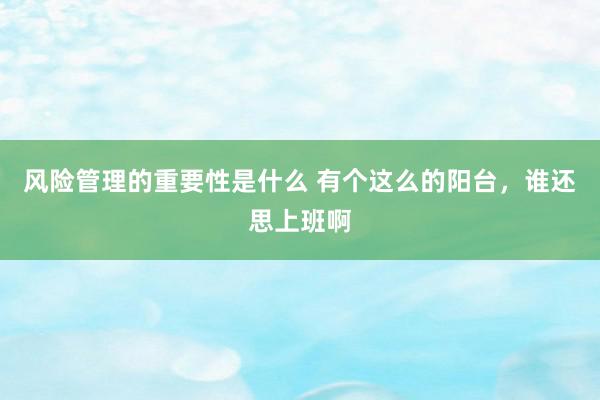 风险管理的重要性是什么 有个这么的阳台，谁还思上班啊