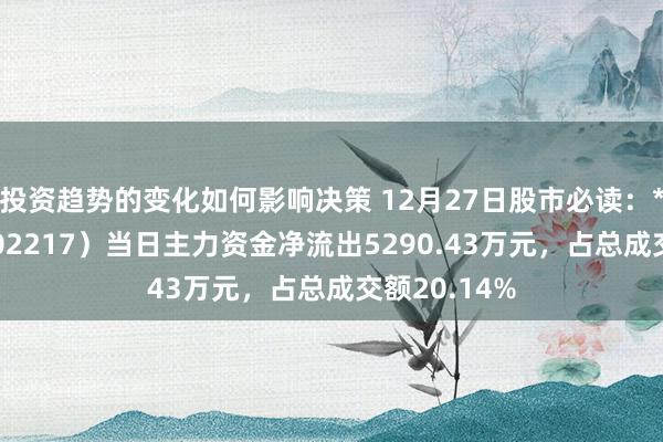 投资趋势的变化如何影响决策 12月27日股市必读：*ST合泰（002217）当日主力资金净流出5290.43万元，占总成交额20.14%