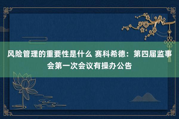 风险管理的重要性是什么 赛科希德：第四届监事会第一次会议有操办公告