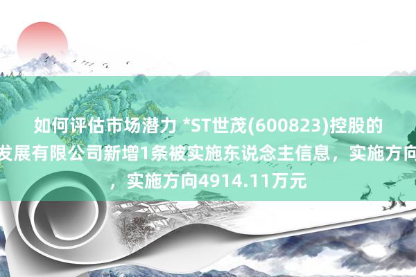 如何评估市场潜力 *ST世茂(600823)控股的绍兴世茂投资发展有限公司新增1条被实施东说念主信息，实施方向4914.11万元