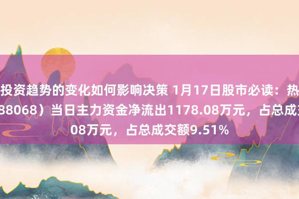 投资趋势的变化如何影响决策 1月17日股市必读：热景生物（688068）当日主力资金净流出1178.08万元，占总成交额9.51%