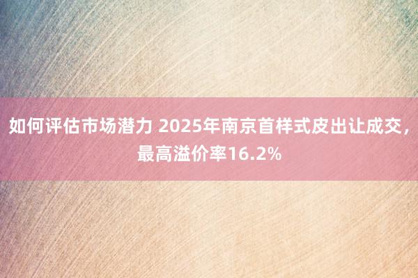 如何评估市场潜力 2025年南京首样式皮出让成交，最高溢价率16.2%