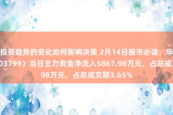 投资趋势的变化如何影响决策 2月14日股市必读：华友钴业（603799）当日主力资金净流入5867.98万元，占总成交额3.65%