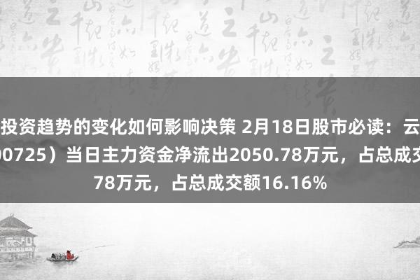 投资趋势的变化如何影响决策 2月18日股市必读：云维股份（600725）当日主力资金净流出2050.78万元，占总成交额16.16%