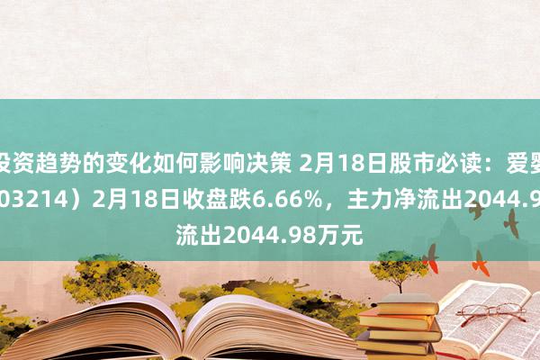 投资趋势的变化如何影响决策 2月18日股市必读：爱婴室（603214）2月18日收盘跌6.66%，主力净流出2044.98万元