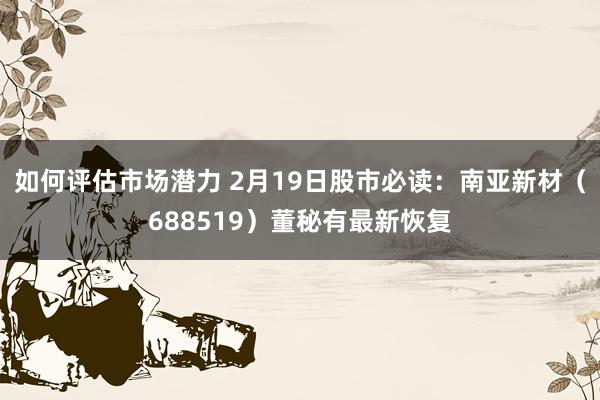 如何评估市场潜力 2月19日股市必读：南亚新材（688519）董秘有最新恢复