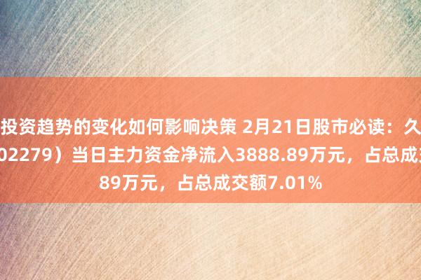 投资趋势的变化如何影响决策 2月21日股市必读：久其软件（002279）当日主力资金净流入3888.89万元，占总成交额7.01%